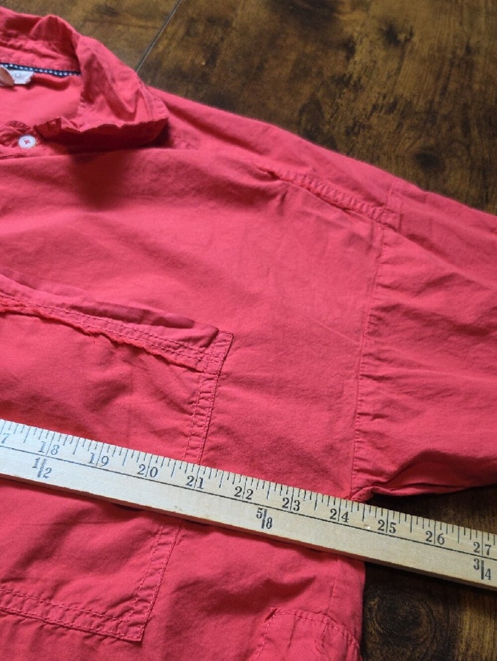 PILCRO | Anthro Coral Red Split Back Boxy Crop Utility Shirt Oversized Top | L - Picture 7 of 11